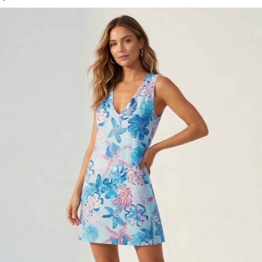 Sale🎉🎉🎉Floral Sleeveless Dress in Blue and Pink